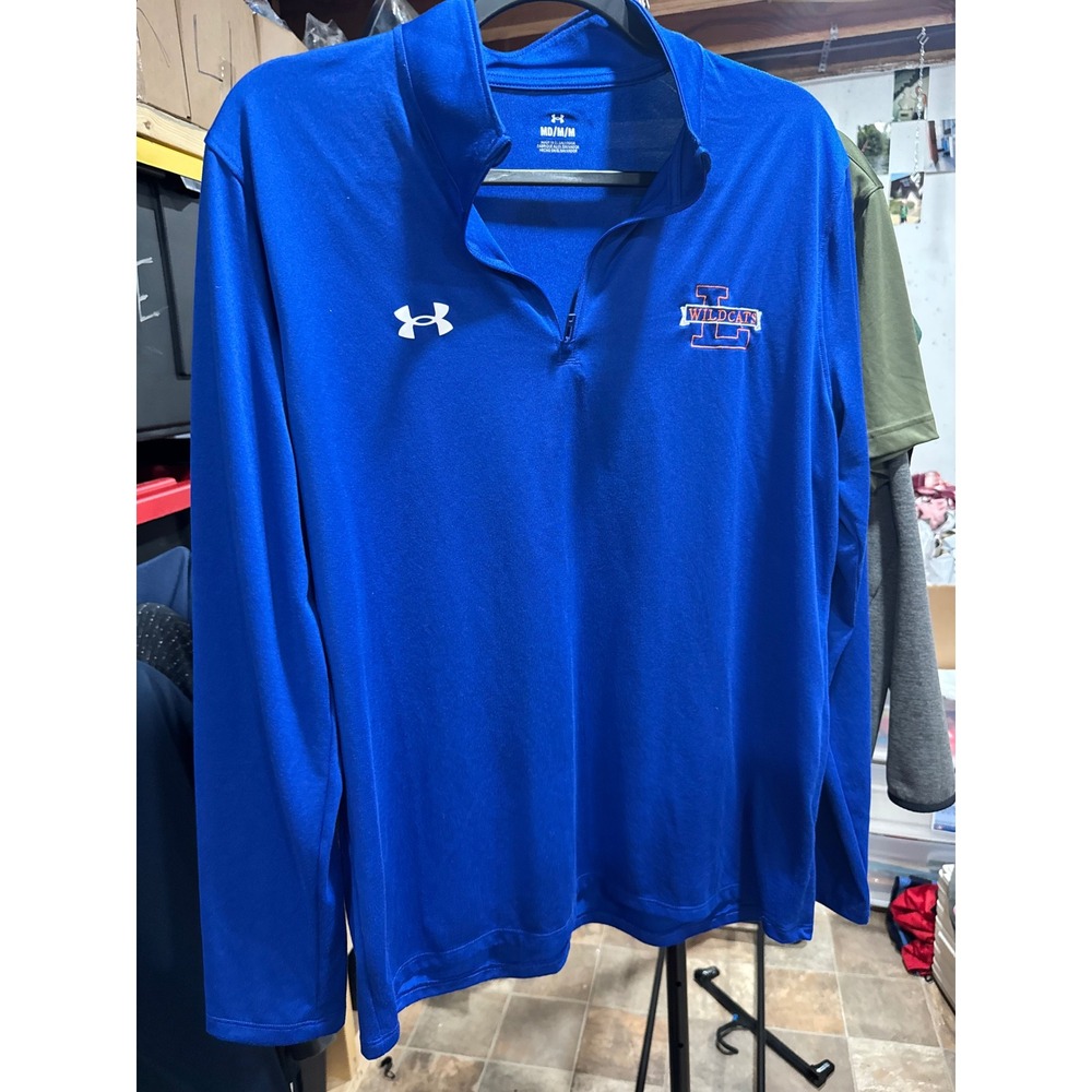 Under Armour Mens Royal Blue Wildcats Quarter Zip Pullover Athletic Shirt Medium